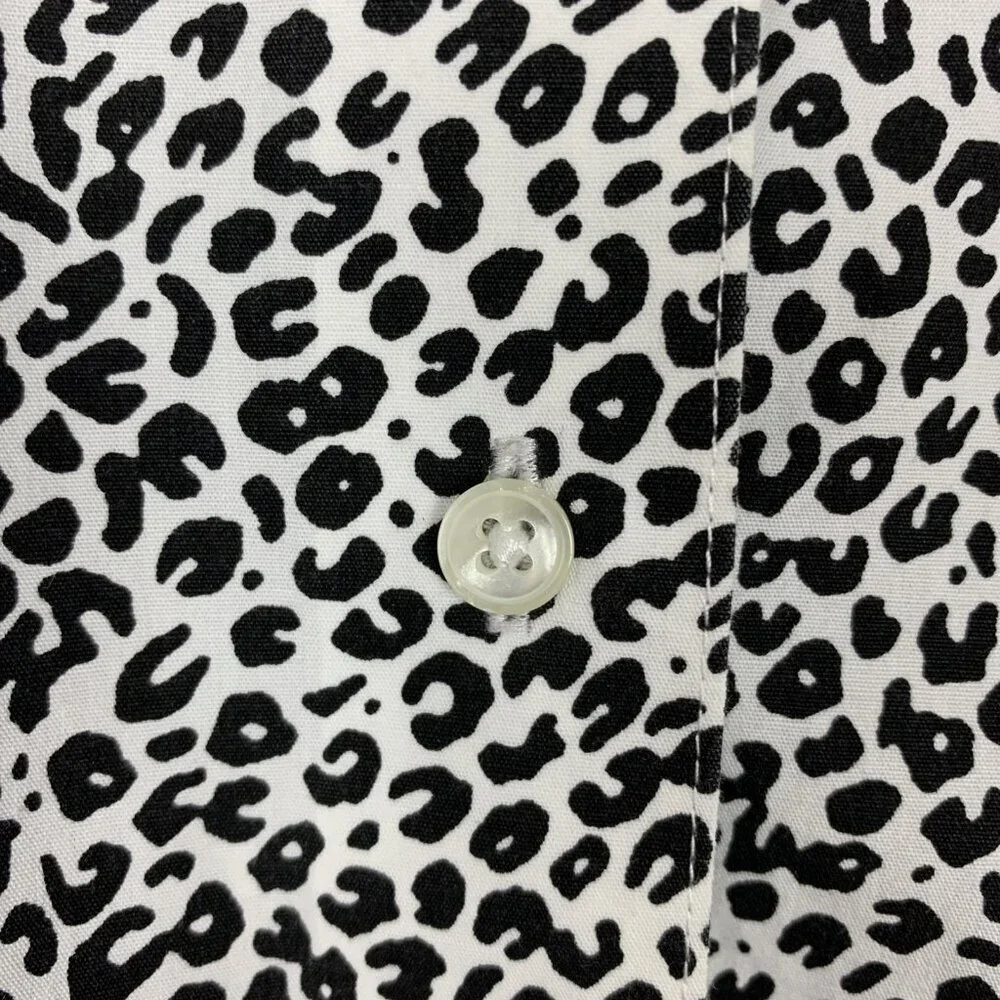 Foxcroft Womens 10 Blouse Long Sleeve Button Up Animal Print Wrinkle Free Shaped